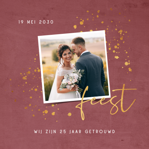 Jubileum uitnodiging 25 jaar getrouwd met foto