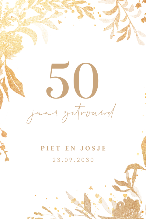 50 jaar getrouwd uitnodiging met bloemen