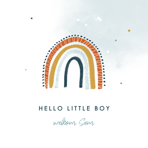 Felicitatiekaart geboorte zoontje met regenboogje