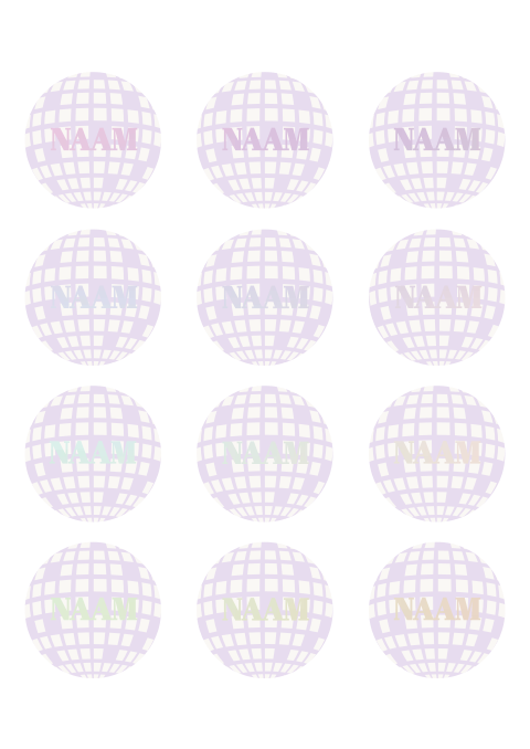 Naamkaartjes 21 diner discoballen holografische folie