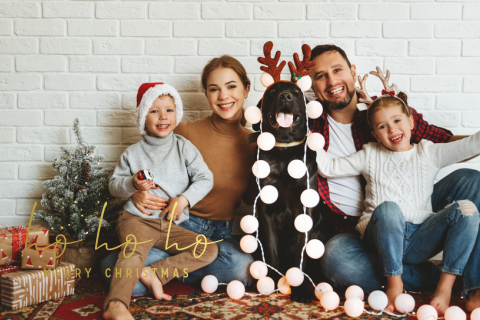 Goudfolie fotokaart voor kerst met ronde hoeken