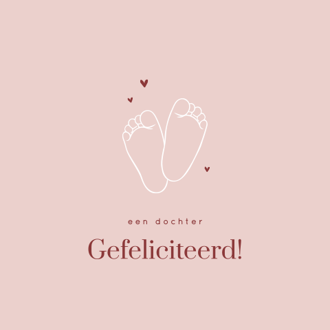 Wenskaart geboorte meisje met babyvoetjes