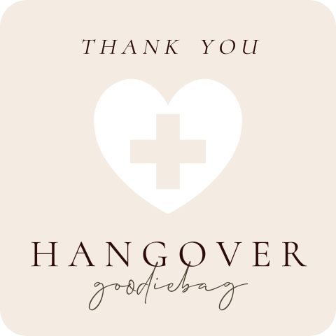 Hangover goodiebag sticker