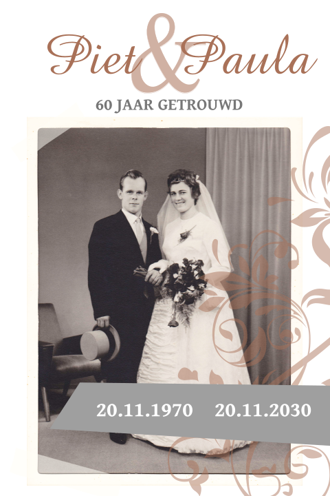 Elegante kaart uitnodiging 60 jarig huwelijksfeest