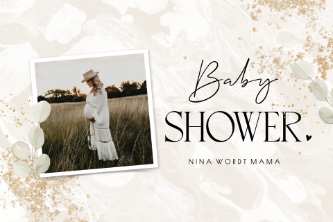 Uitnodiging babyshower marmer look met foto