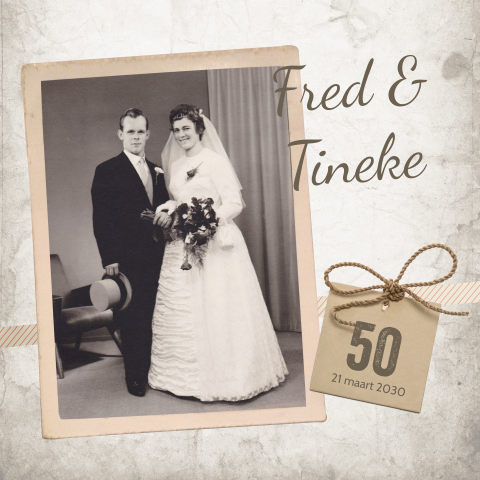 Uitnodiging gouden huwelijk 50 jaar met foto