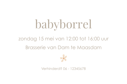 Babyborrelkaartje met bloemetje