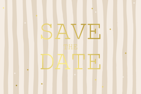 Save the date kaart met lijnen en goudfolie