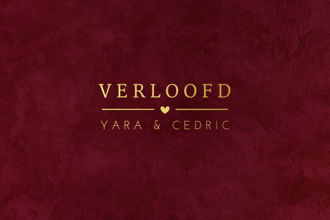 Verlovingskaart in rode velvet look met goudfolie