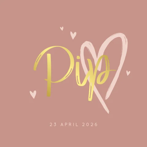 Goudfolie geboortekaartje voor meisje met hartjes