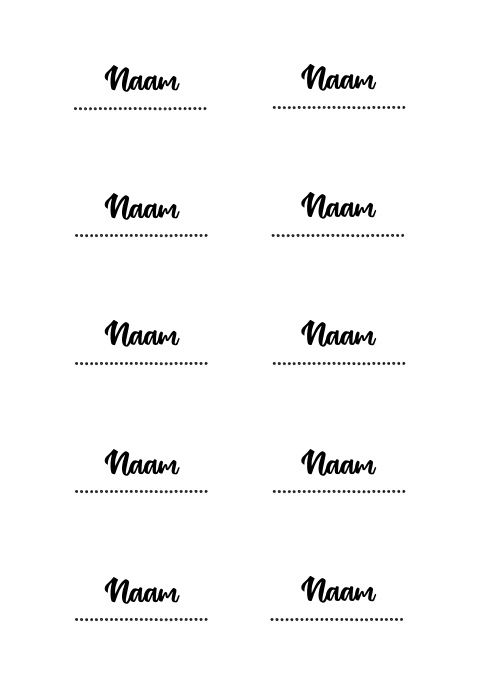 Naamkaartjes 21 diner clean