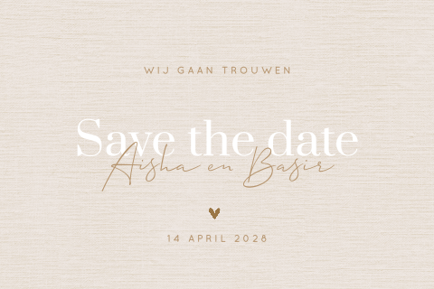 Save the date typografisch met neutrale kleuren