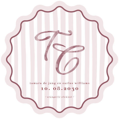 Trouwkaart origineel rococo stijl met cherry kleur