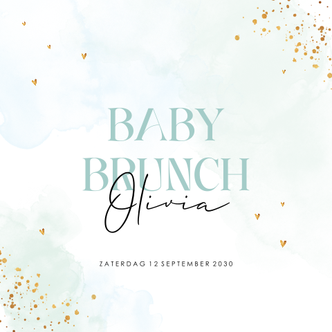 Babyshower uitnodiging met gouden details
