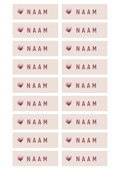 Naamkaartjes bruiloft lichtroze met veldbloem