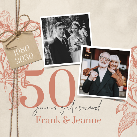 Vintage uitnodiging 50 jaar getrouwd