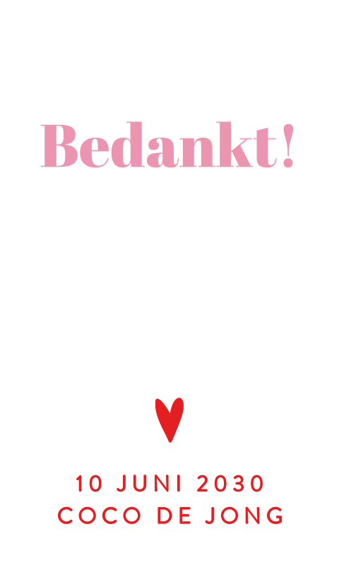 Boogkaartje met colorblocking rood en roze