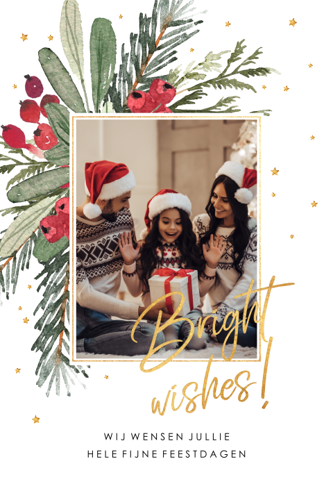 Kerstkaart persoonlijk met foto en kersttakken