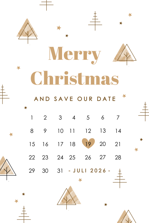 Hippe kerst save the date met kalender