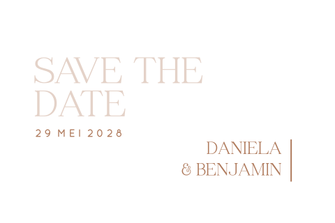 Save the Date kaart stijlvol in neutrale kleuren