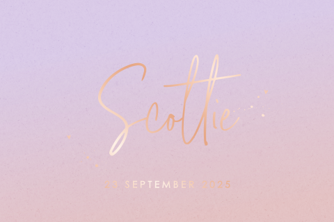 Geboortekaartje voor meisje in pasteltinten met roségouden folie