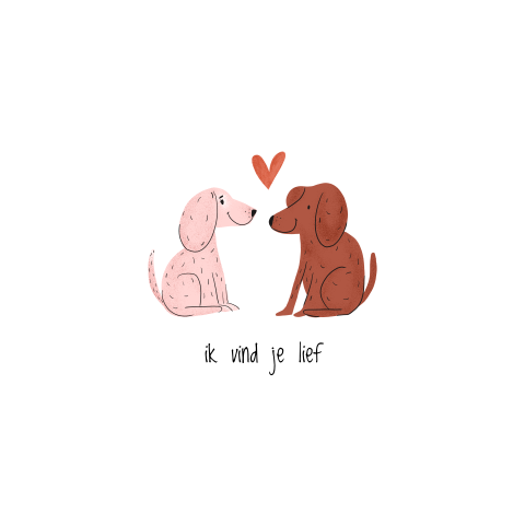 Valentijnskaart met hondjes ik vind je lief