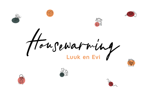 Uitnodiging nieuwe woning met symbolen
