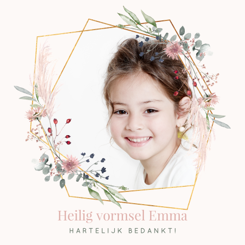 Lieve Vormsel bedankkaart met foto