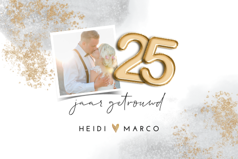 Jubileumkaart zilveren bruiloft met cijfer 25 ballonnen