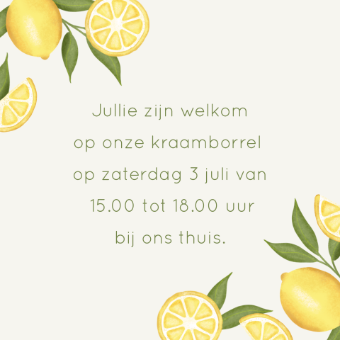 Klein kraamborrel kaartje met citroenen