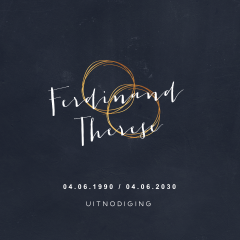 Jubileumkaart 40 jaar getrouwd donkerblauw met goud