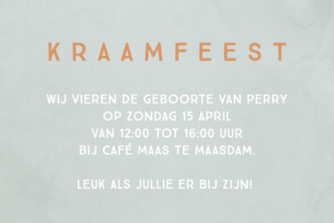 Kraamfeest uitnodiging geboorte clean