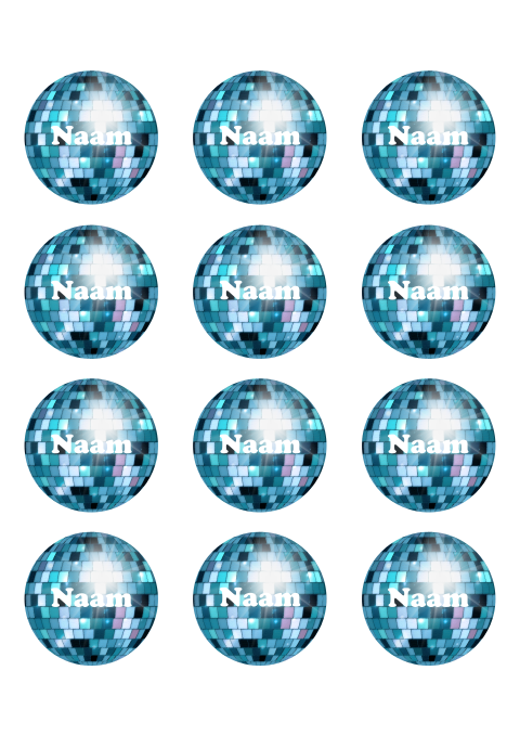 Naamkaartjes feest discobal 70s 