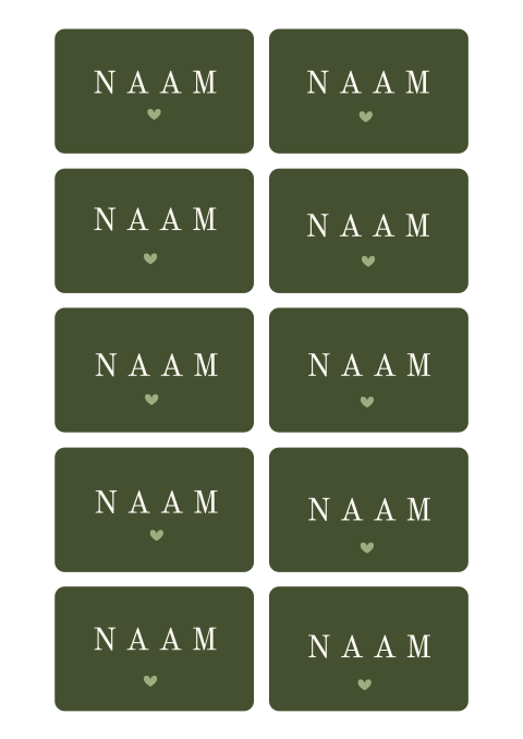 Groene naamkaartjes zelf maken met hartje