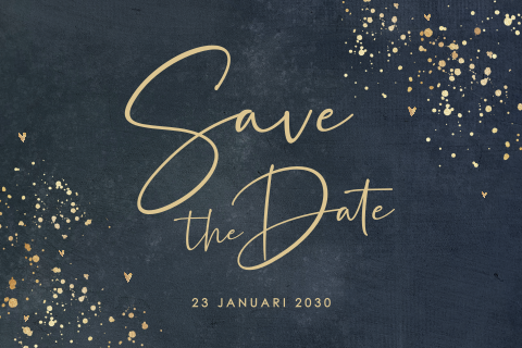 Save the date met goudlook spetters en ronde hoeken