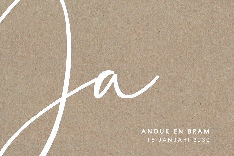 Stijlvolle trouwkaart op echt kraft calligraphy