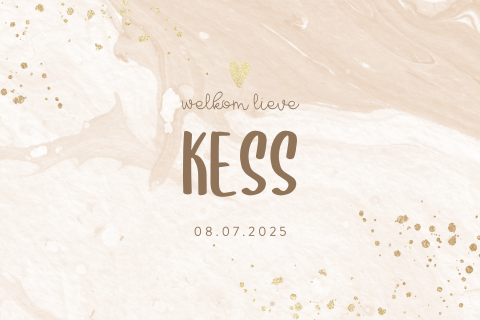 Neutraal geboortekaartje met watercolour en spetters