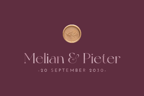 Elegante trouwkaart met hoogglans, ronde hoeken en lakzegel