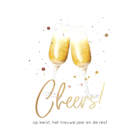 Feestelijke kerstkaart met champagne glazen