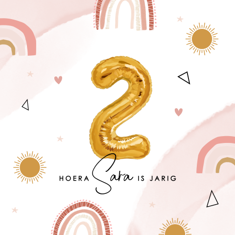 Felicitatiekaart verjaardag meisje regenboog