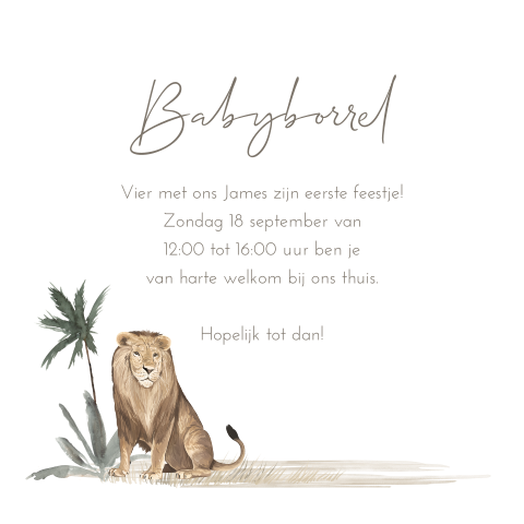 Kraamborrelkaartje met leeuw