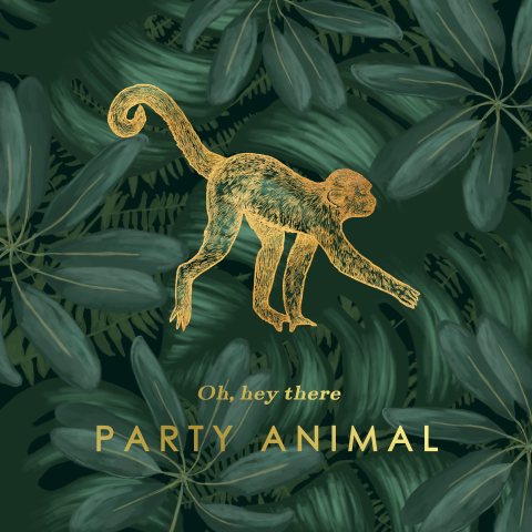 wenskaart verjaardag jungle goudfolie