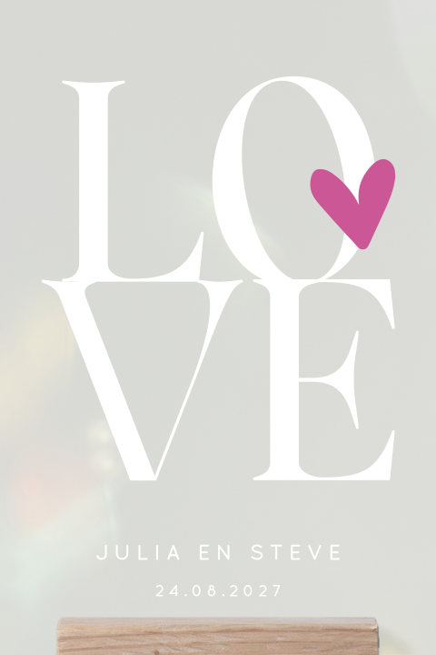 Acryl poster met houten houder love