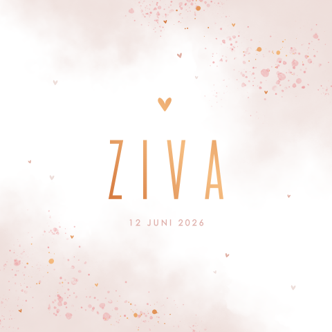 Hip en lief geboortekaartje voor meisje en watercolor