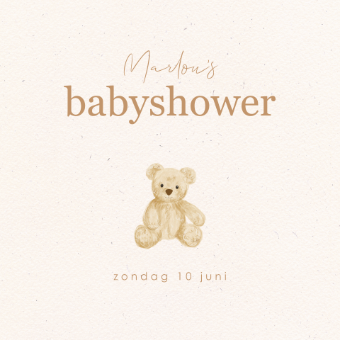 Uitnodiging babyshower met teddybeer