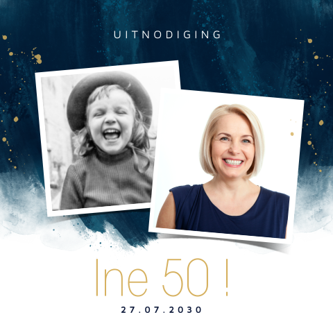Verjaardag uitnodiging 50 jaar met watercolour