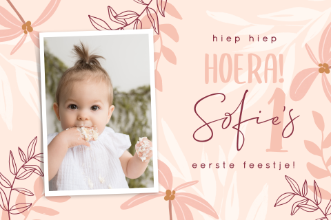 Lieve uitnodiging verjaardag 1 jaar met foto