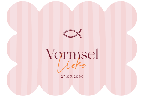 Roze gestreepte uitnodiging vormsel originele vorm