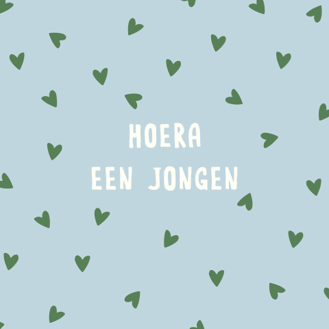 Wenskaart hoera een jongen met hartjes