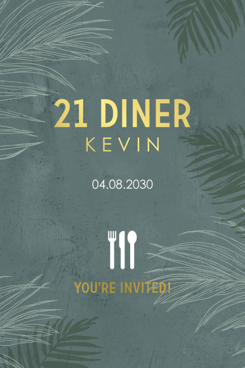 Stoere verjaardagsuitnodiging met goudfolie